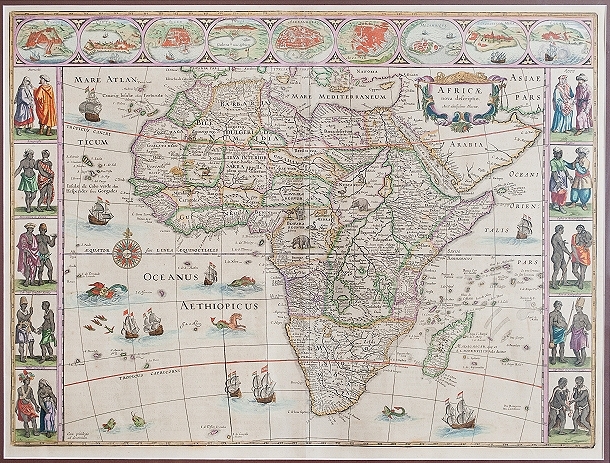 Original Hand-Colored Map of Africa (c. 1640)